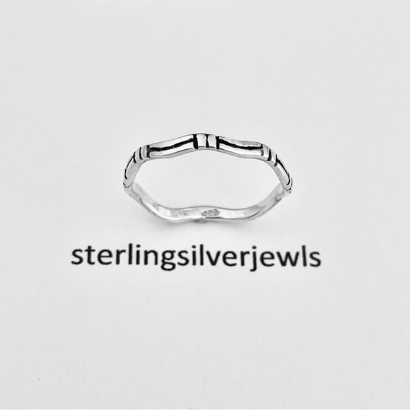 Sterling Silver Bamboo Band Ring, Silver Rings, Tree of Life Ring, Wedding Bands - Picture 5 of 14
